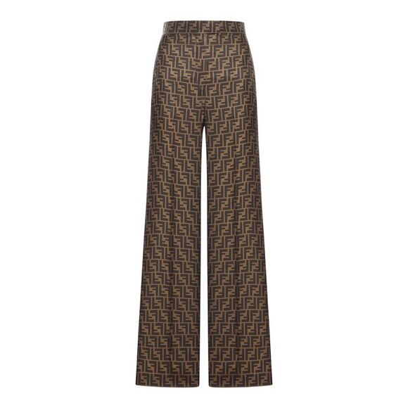 Fendi Women Brown Ff Twill Trousers